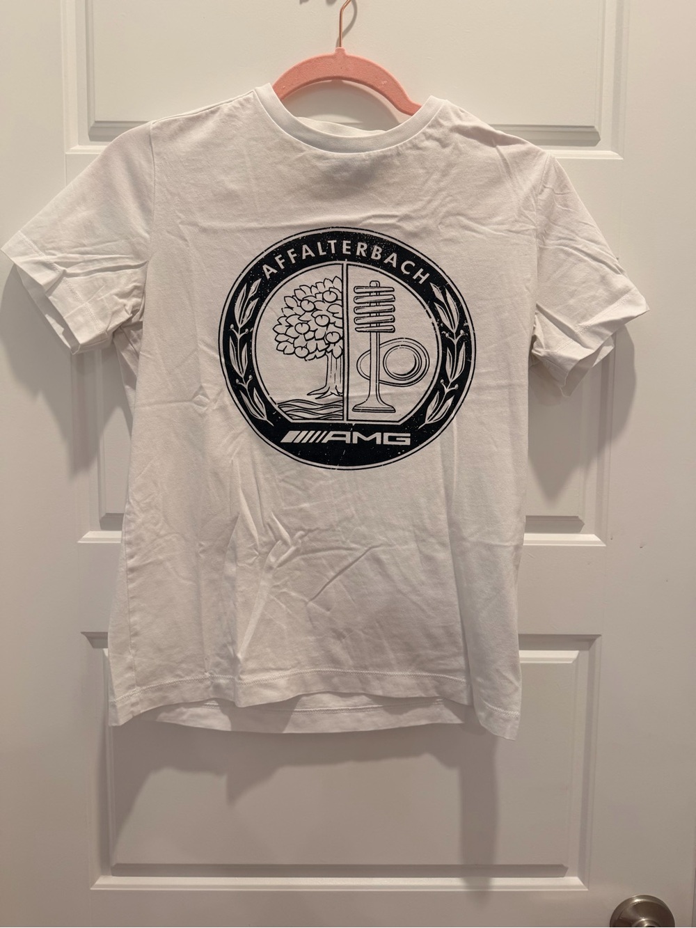 Mercedes AMG White T-Shirt with Black Emblem Size XS